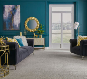 Offset Bold Walls with Neutral Carpeting